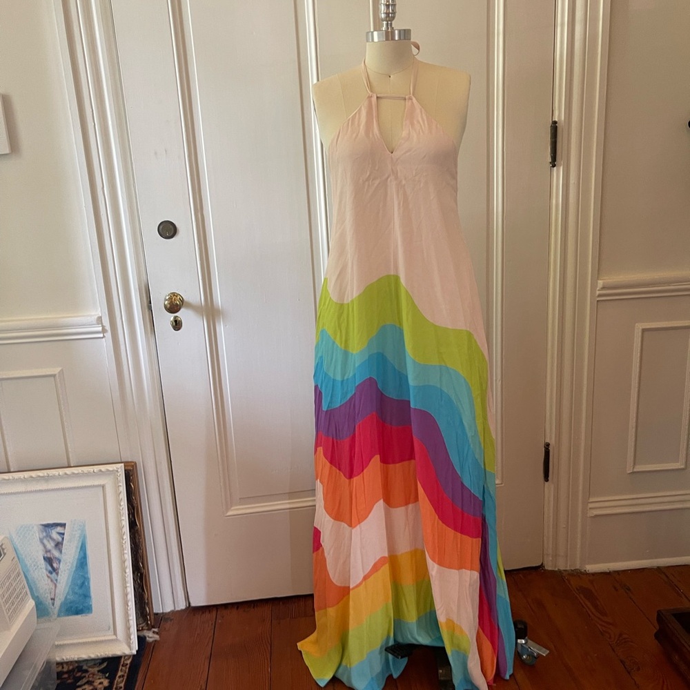 Mara Hoffman Rainbow Maxi Halter, Size M.